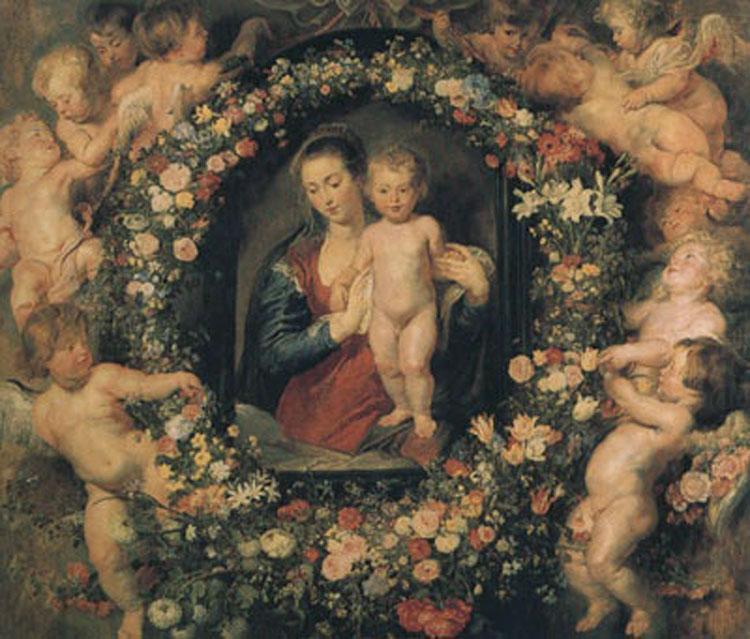 Peter Paul Rubens Madonna and Child with Garland of Flowers and Putti (mk01) china oil painting image